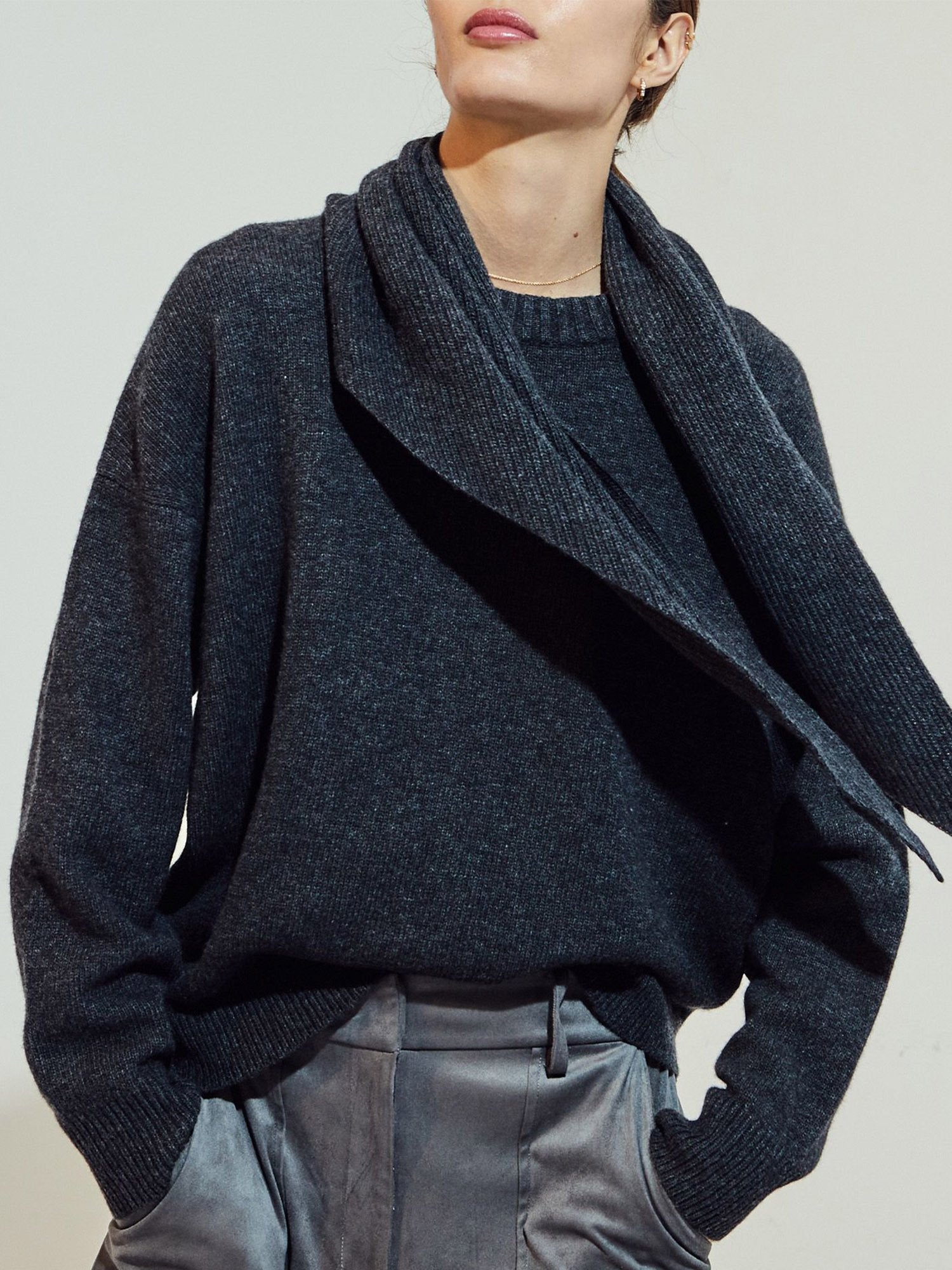 The Rhea Pullover with Scarf Neck