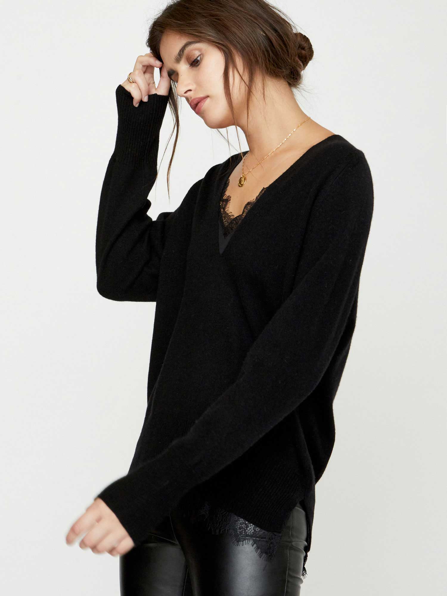The Lace Vee Looker Pullover